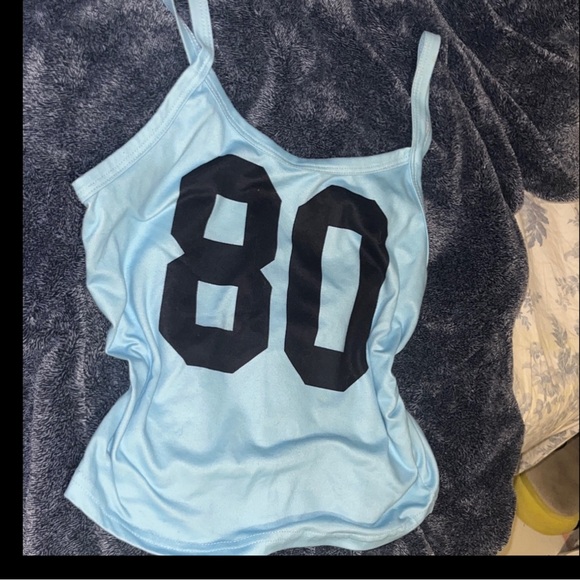 SHEIN Light Blue Camisole with Black Number Print - Picture 3 of 4